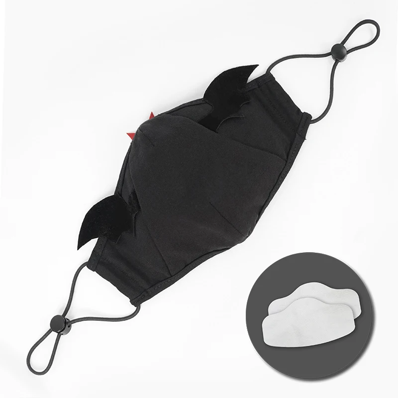 

Fashionable Black Devil Mask Gothic Punk Cotton Adjustable Earhook Party Accessories Windproof And Antivirus Children's Bat Mask