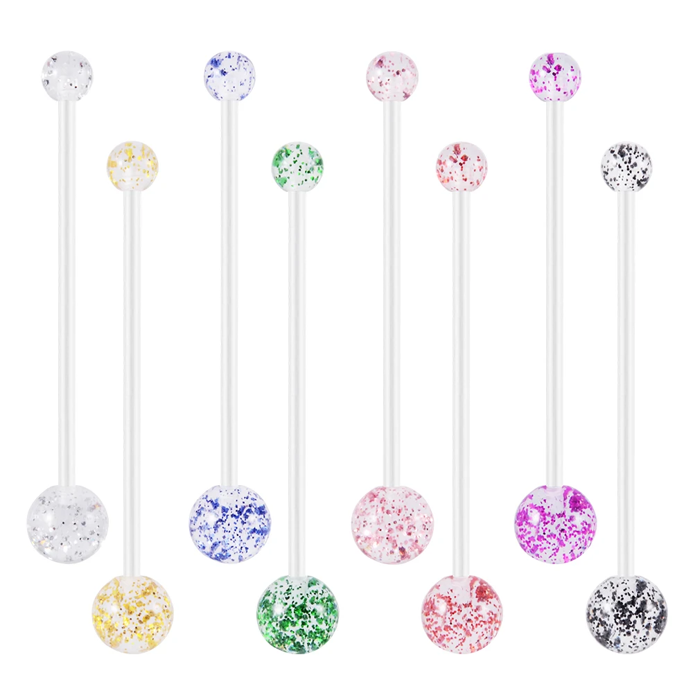 1 Набор 14G Красочные акриловые сердца пупка кольца гибкий Биопласт Беременность