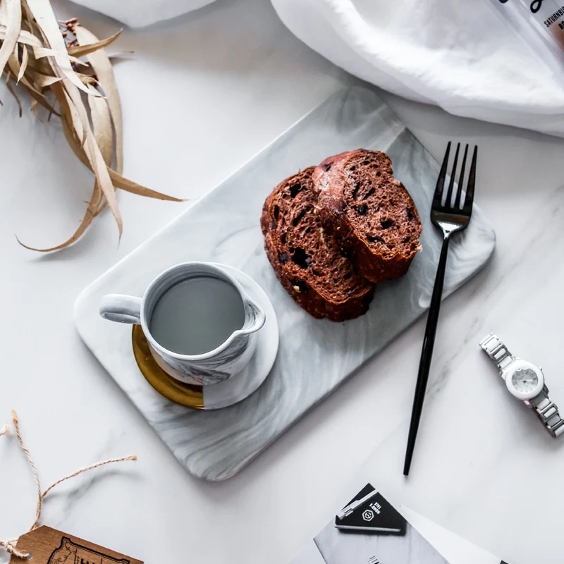 Керамическая мраморная тарелка для хлеба пиццы разделочная доска резки фруктов