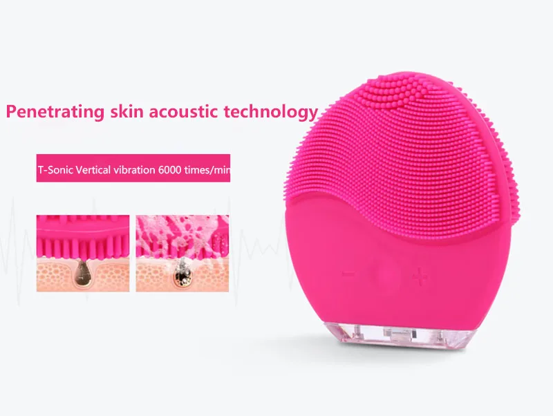 Электрическая силиконовая щетка для чистки лица звуковой вибрационный массаж