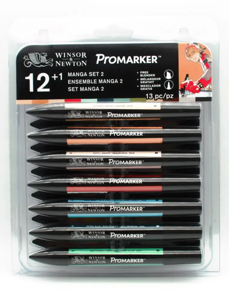 WINSOR& NEWTON Promarkers набор двухконцевых маркеров на спиртовой основе 6 цветов и 12 цветов дизайн Профессиональный маркер для художников - Цвет: 12 Manga 2