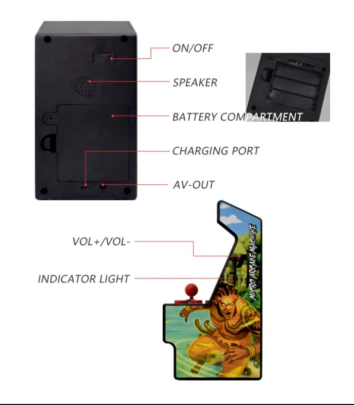 Ретро мини аркадная портативная игровая консоль 16 бит игровой плеер встроенные