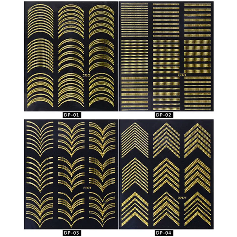 Золотой 3D металлический стикер для дизайна ногтей металлические полоски