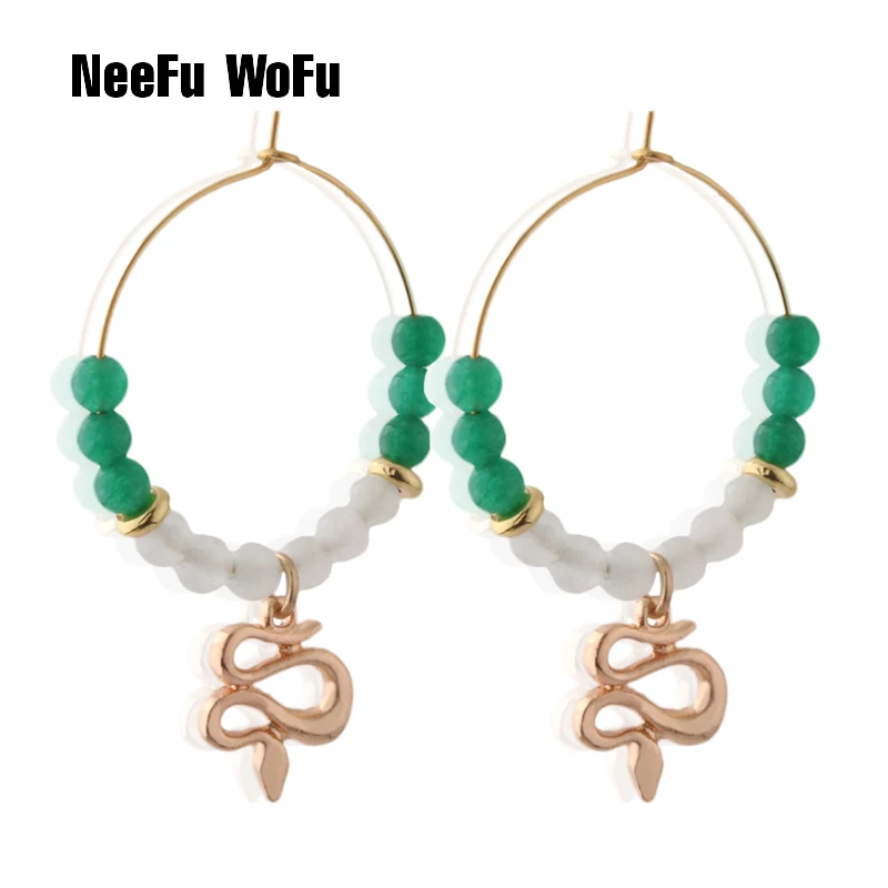 Серьги NeeFu WoFu из нержавеющей стали для женщин искусственная змея Коралловая