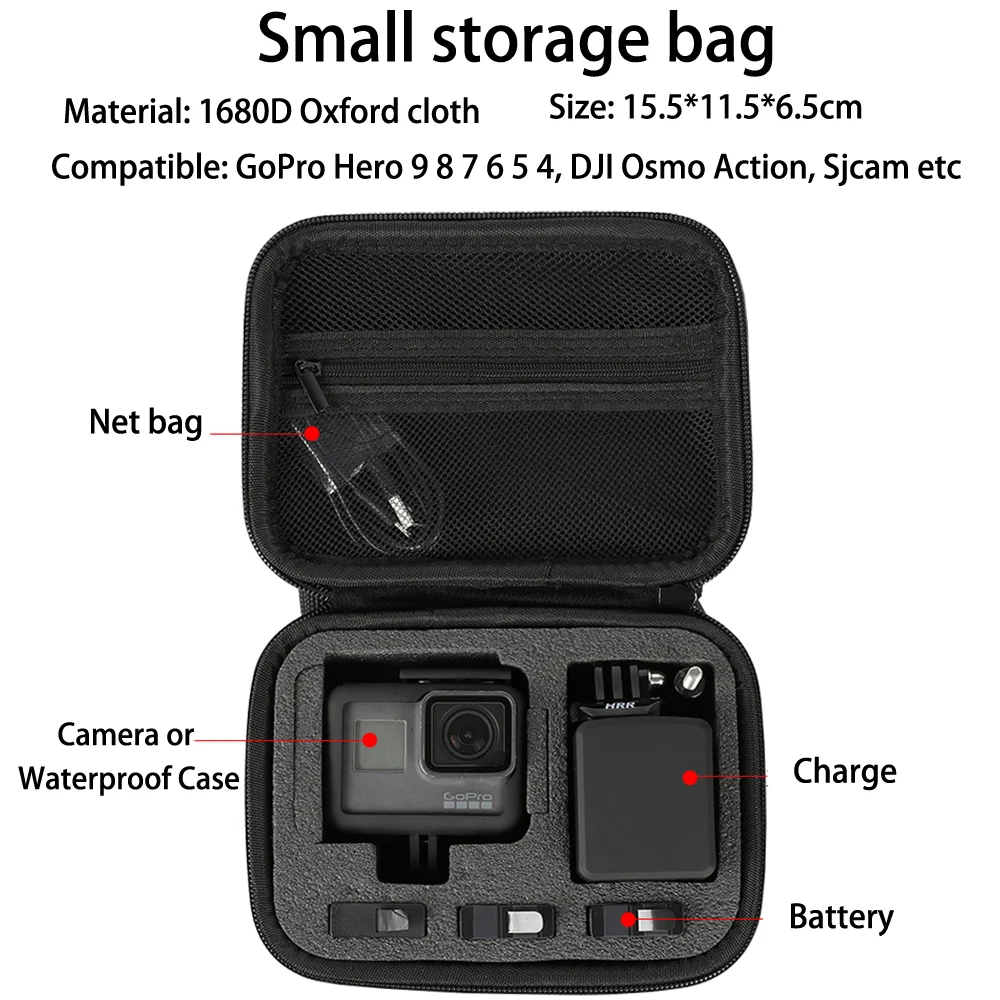 Чехол для переноски GoPro Hero 10/9/8/7/(2018)/6/5 черный/5/4 DJI Osmo Action AKASO YI 4K Аксессуары