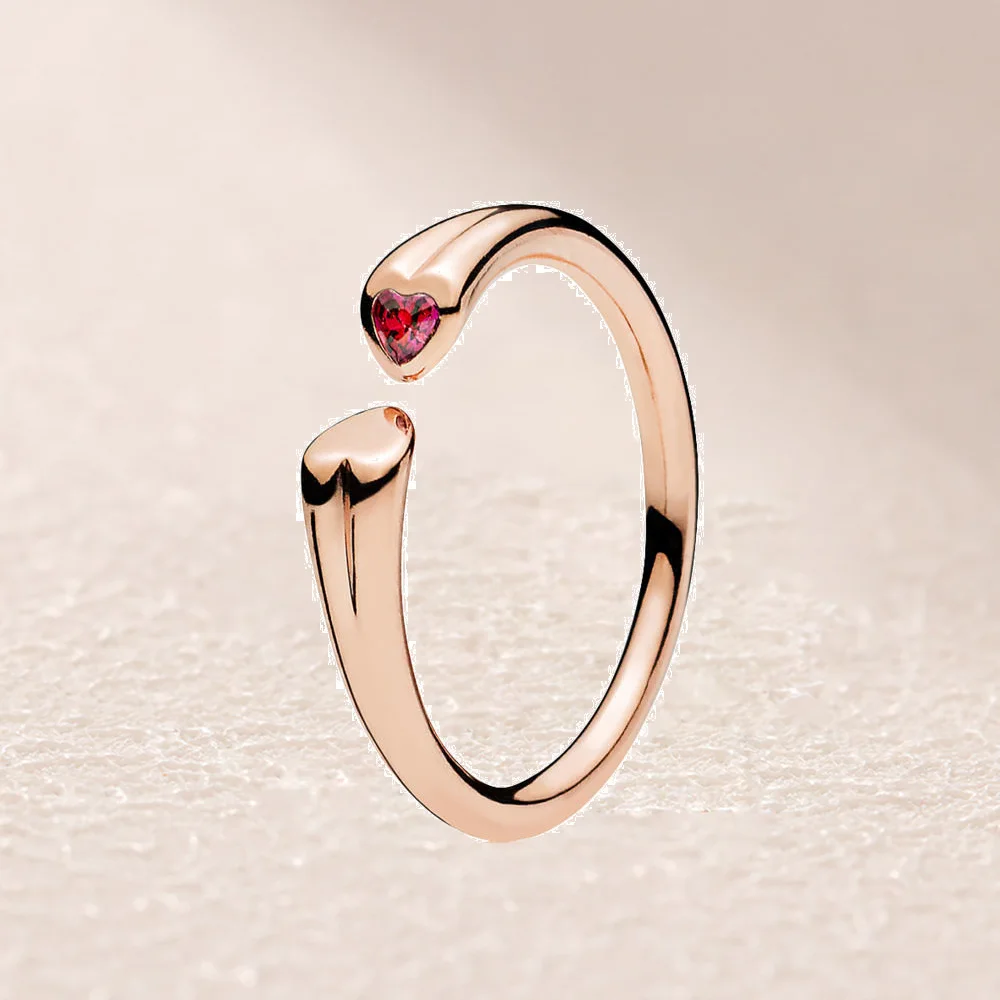 

186570CZR ROSE TWO HEARTS RING