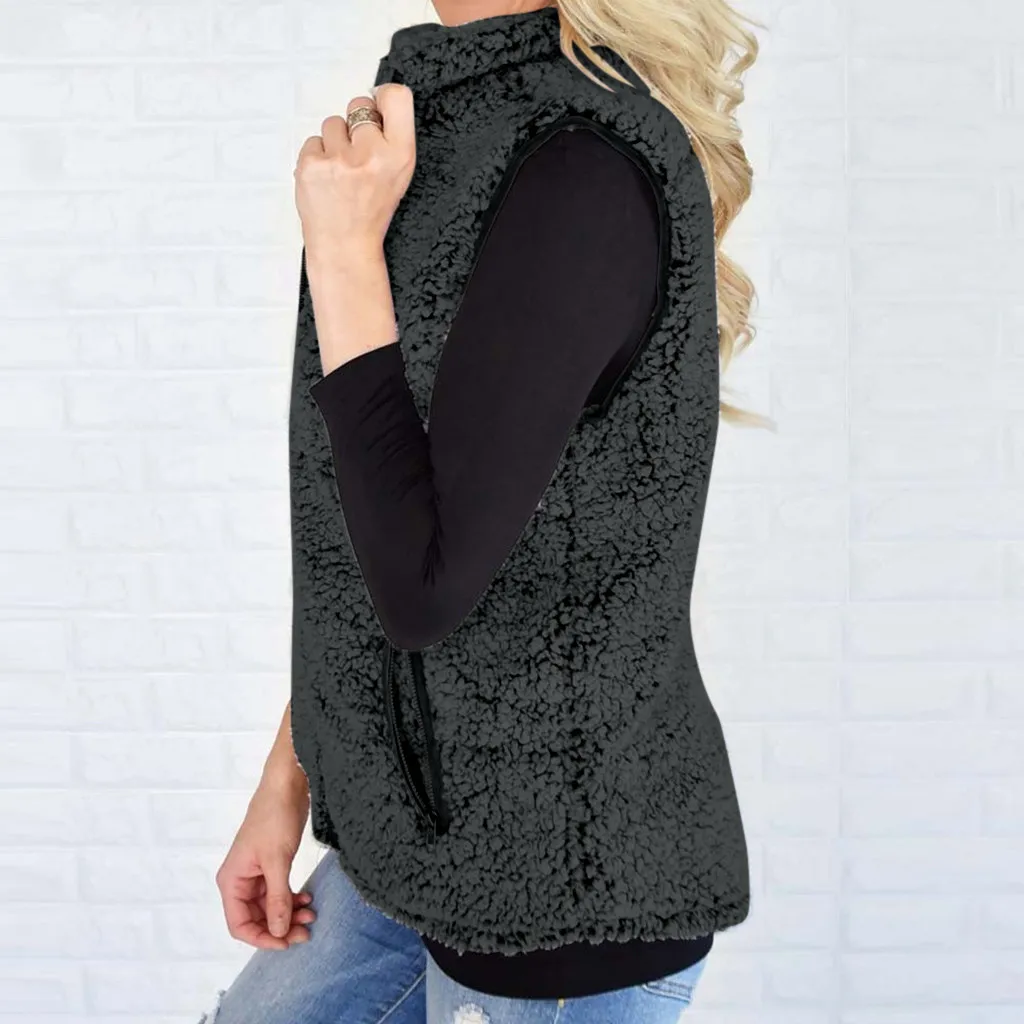 Женский жилет из искусственного меха зимняя теплая Повседневная куртка на