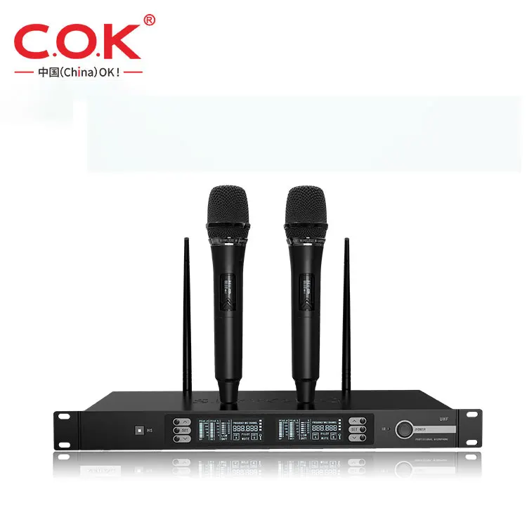 구매 고품질 900MHZ 프로 오디오 200 채널 듀얼 핸드 헬드 안테나 Uhf 무선 마이크 전문 랙 Xlr 출력 수신기