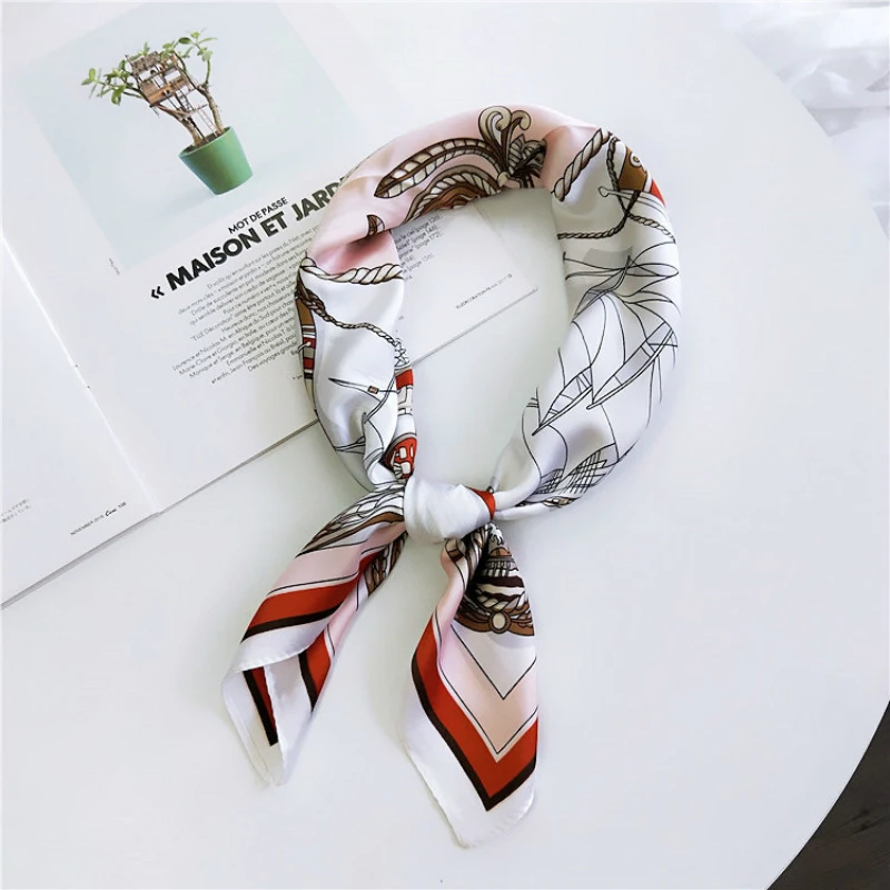 Новинка 70*70 см стильный шелковистый атласный платок с принтом лошади и лимона