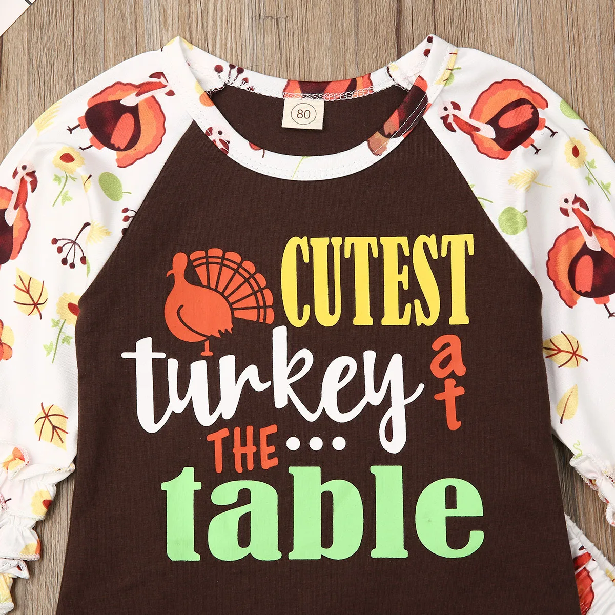 Toddler Baby Girls Thanksgiving Turkey Outfits Clothes Autumn Winter Cute Printed Long Sleeve T-shirt+Pants Kid 2pcs Set | Детская