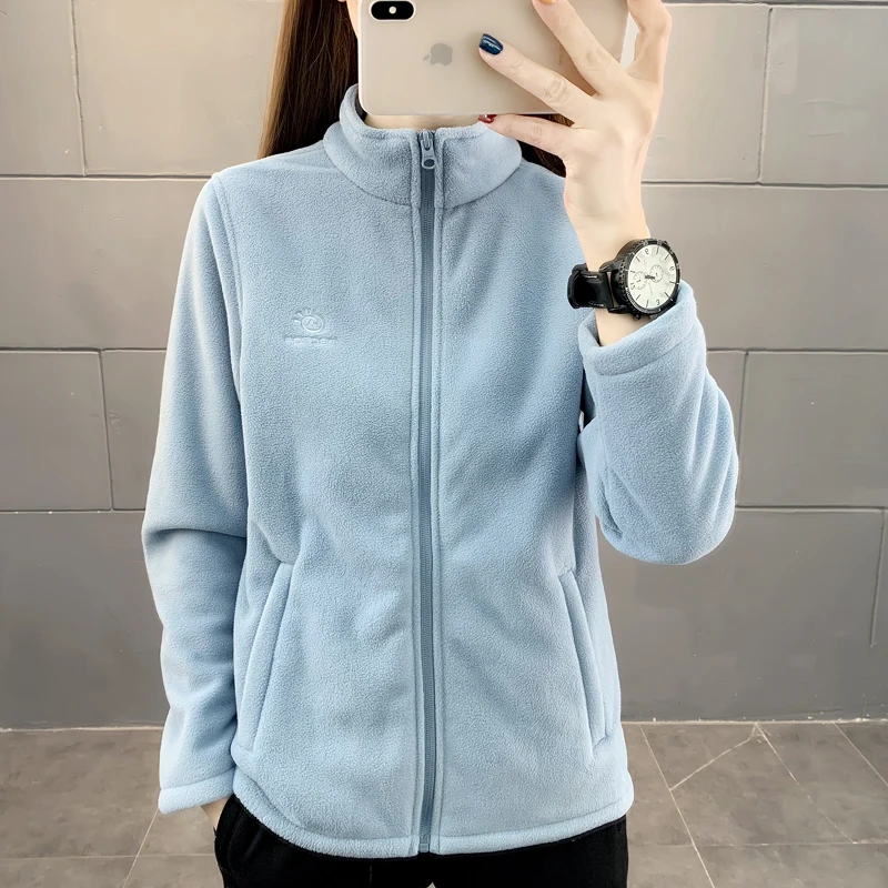 

Tectop Outdoor Fleece Women 2021 Fall/winter Stand-up Collar Sweater Zipper Sports Cardigan Polar Fleece Plus Fleece Jacket Men
