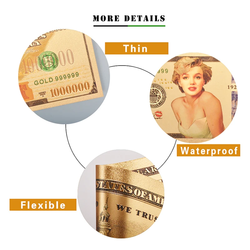 Деловые сувенирные подарки WR яркая Золотая фольга известные люди из США Мэрилин