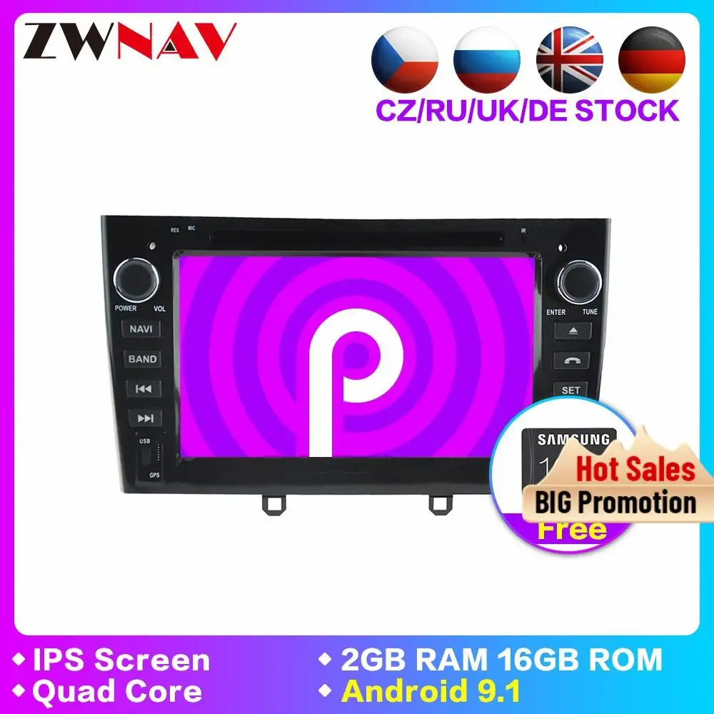 2 din автомобильный dvd плеер Android 9 1 Авторадио мультимедийный для PEUGEOT 308 2007 2013 408 2011
