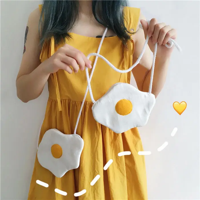 

Cute Poached Egg Women Mini Crossbody Bags Lovely Children Girls Coin Purse Handbags Simple Ladies Canvas Wallet Shoulder Bag