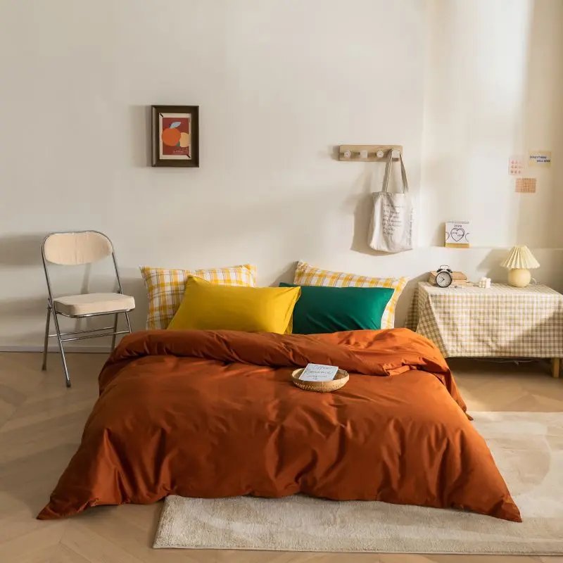 Высокое качество пододеяльник чистый цвет Хлопковое одеяло чехол для спальни King