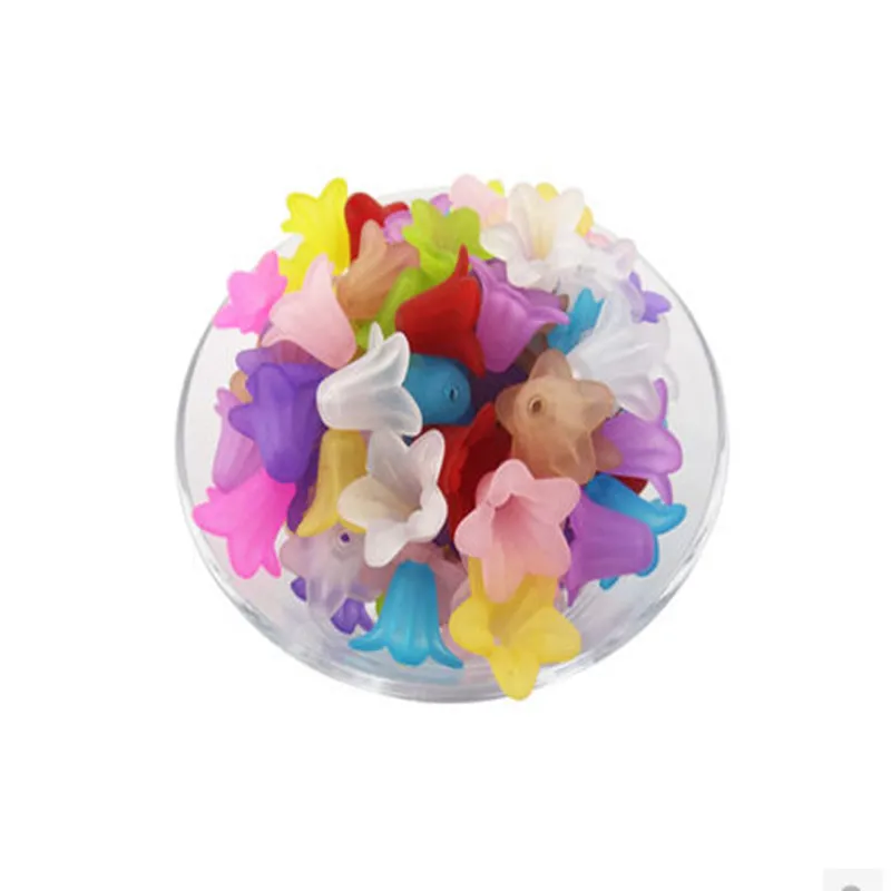 Модные Матовые акриловые бусины для ювелирных украшений в виде цветка 10*14 мм