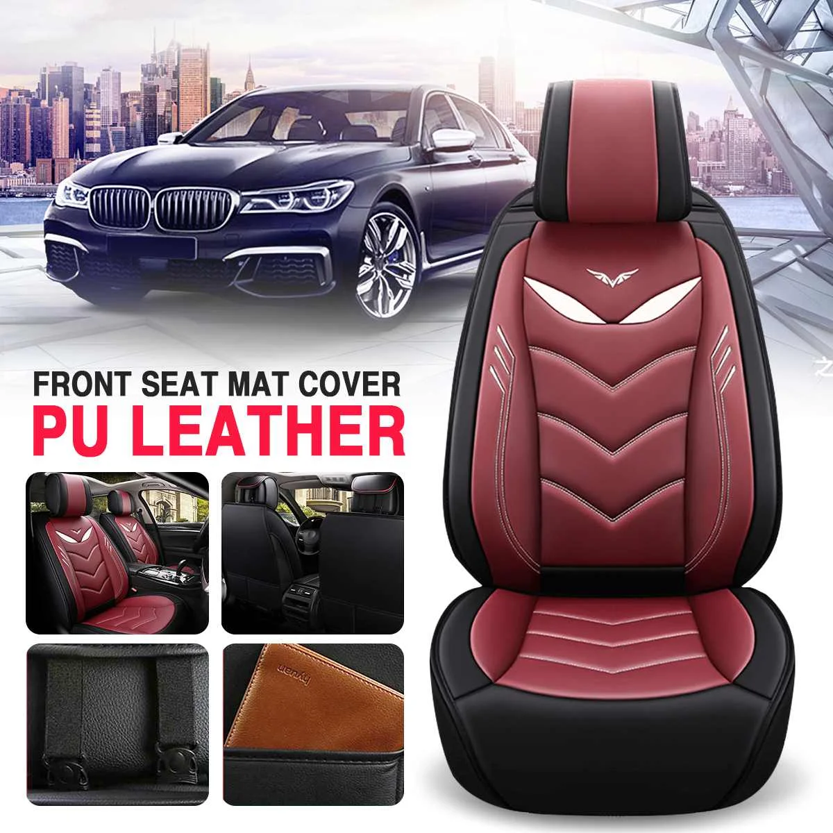 

1/2PCS All-inclusive PU Leather Car Seat Cover Wear-Resistant Smooth Front Seat Cushion Auto Seat Protector Fit for Most Car