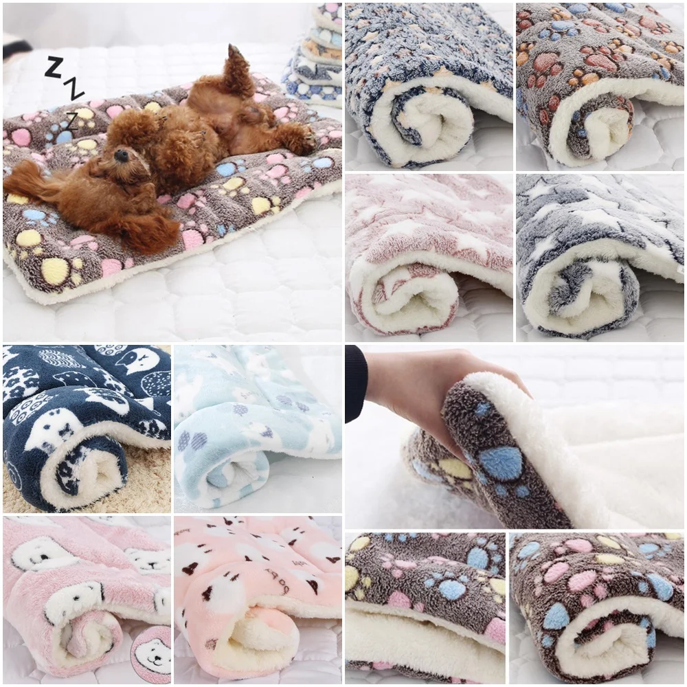 Dog Mat Dog Bed Thickened Pet Cat Soft Fleece Pad Blanket Bed Mat Cushion Home Portable Washable Rug Keep Warm Pet Supplies