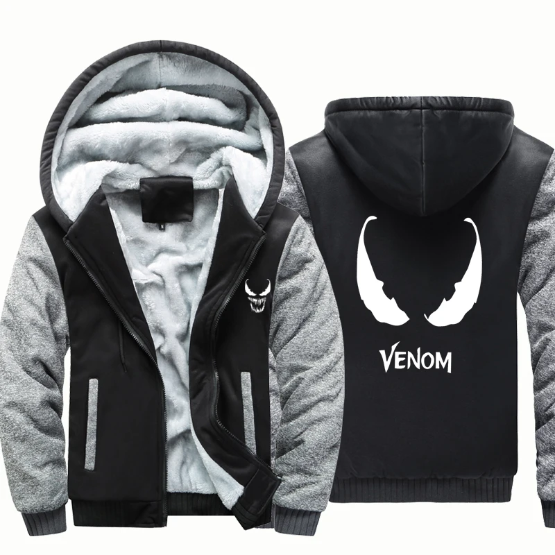 

cartoon venom super hero thick hoodie casual winter coat jacket men Zipper oversized man hoody casual men clothing harajuku new