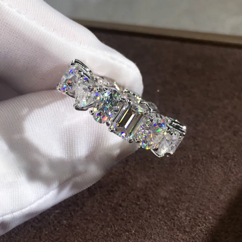 

Luxury Silver Plate Rings Set for Women High Quality Zircon Silver Wedding Engagement Ring Korean Fashion Jewelry