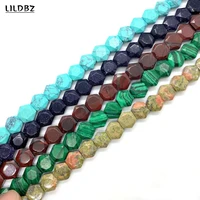 faceted watermelon crystal beads natural stone red agate malachite hexagonal bead charm making diy necklace bracelet accessories