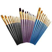 professional wooden handle watercolor gouache paint brushes different shape nylon hair painting brushes art supplies stationery