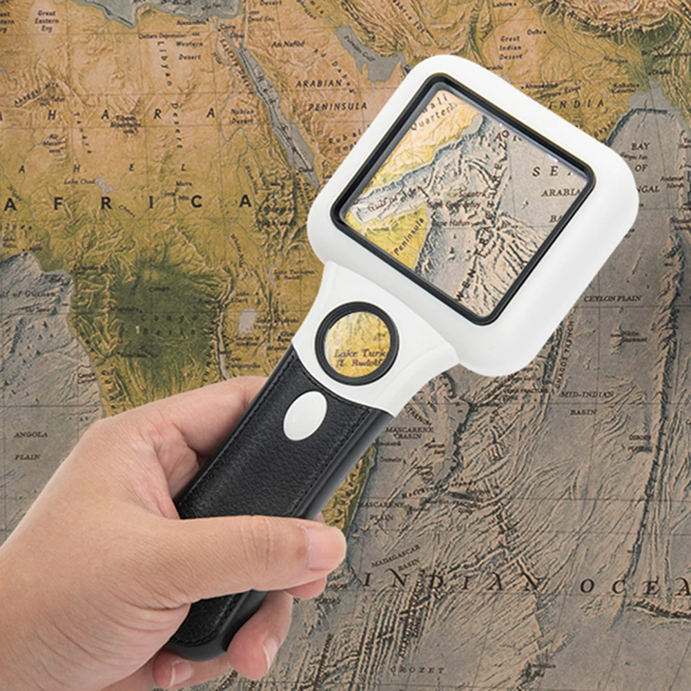 

5X 45X Illuminated UV Magnifier Handheld Microscope Magnifying Glass Aid Reading for Senior Loupe Jewelry Repair Tool With 3 LED