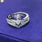 Обручальное и свадебное кольцо с бриллиантом с муассанитом 5*7 карат, кольцо с двойным ореолом, Платиновое серебро