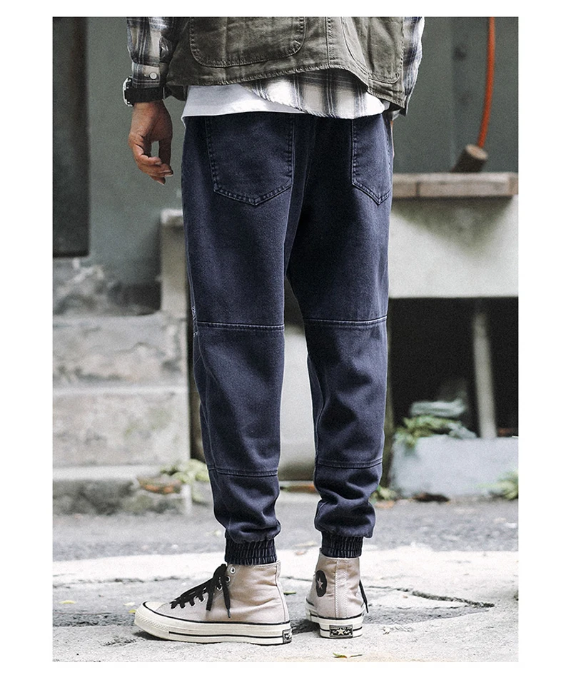 Fashion Streetwear Men Jeans Loose Fit Spliced Designer Denim Cargo Pants Harem Jeans Men Japanese Style Hip Hop Joggers Jeans