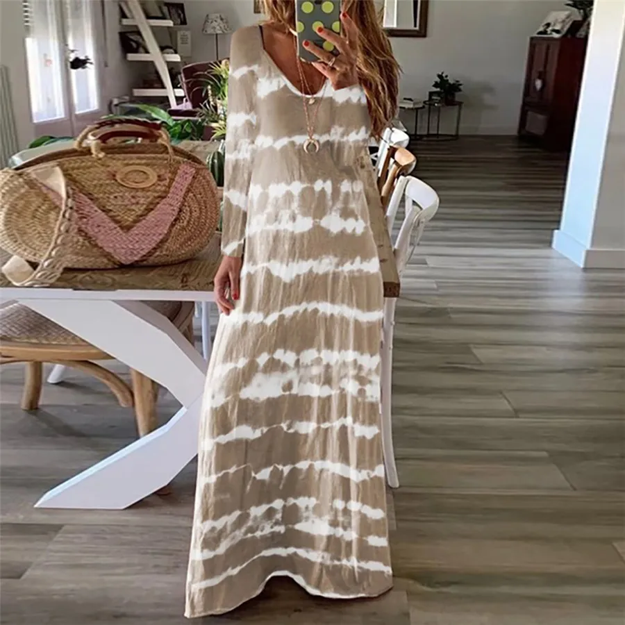 

Striped Dresses for Women Plus Size Long Sleeve Loose Women Dress Spring Autumn Fashion Femme Robe