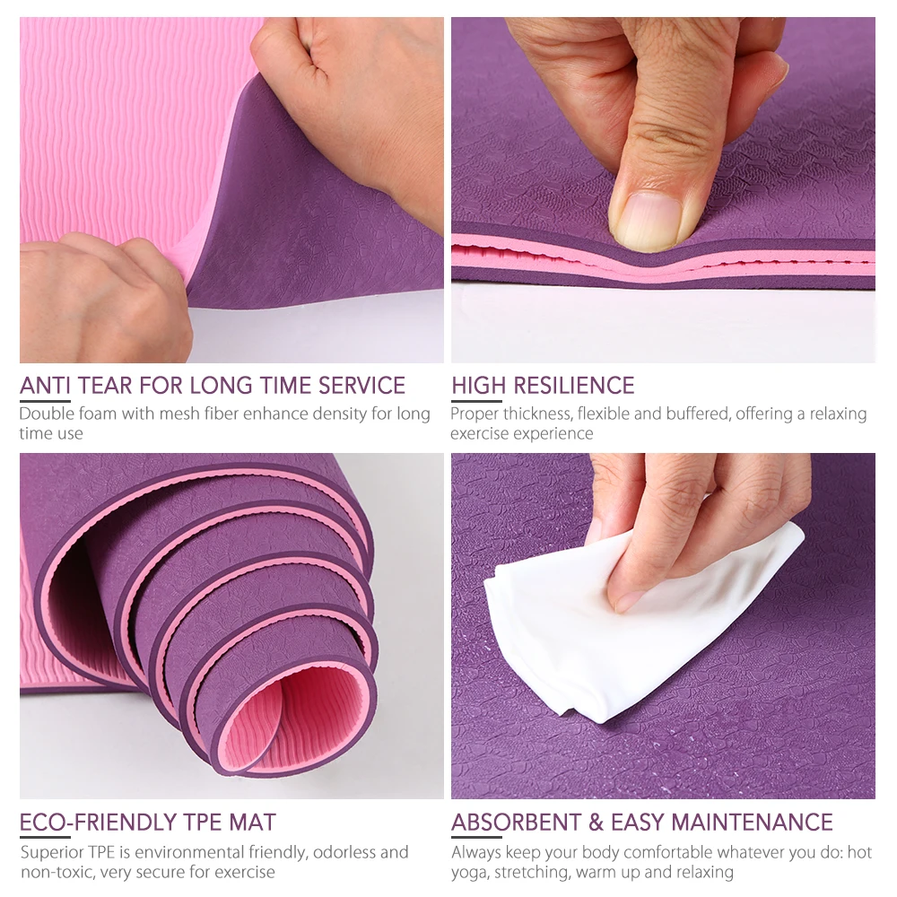 

Lixada 72.0524.01in Portable Double Dual-colored Yoga Mat Thicken Sports Mat Anti-slip Exercise Mat for Fitness Workouts