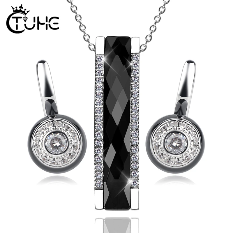 Новинка 2019 серьги гвоздики ожерелье с кулоном для женщин украшениями CZ стразы