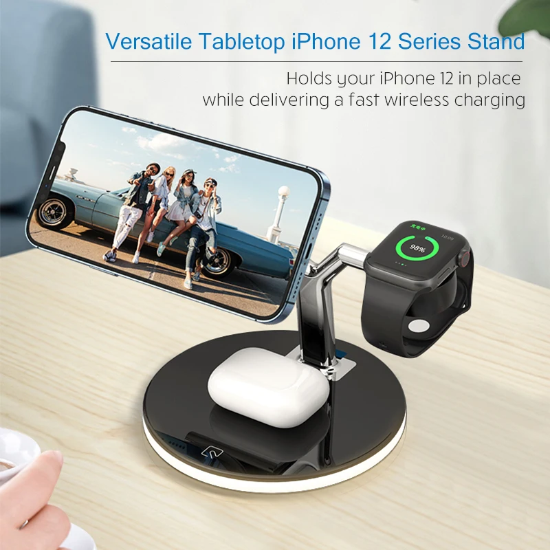 magnetic wireless charger stand for magsafe iphone 12 mini pro maxapple watch fast charging dock station for airpods pro 3 in 1 free global shipping
