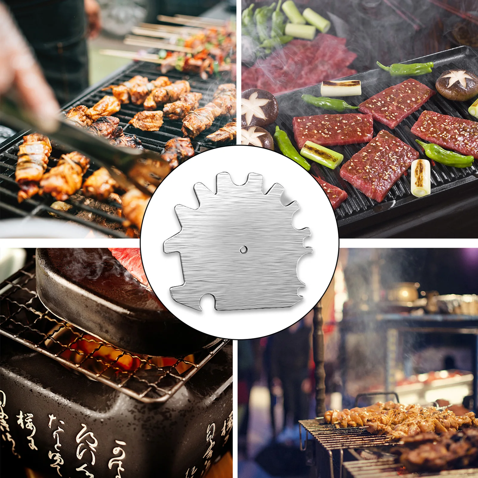 

Grill Scraper Tool Stainless Steel BBQ Grill Brush Bristle Free Cleaner Bottle Opener Accessories Gifts for Men Dad Husband