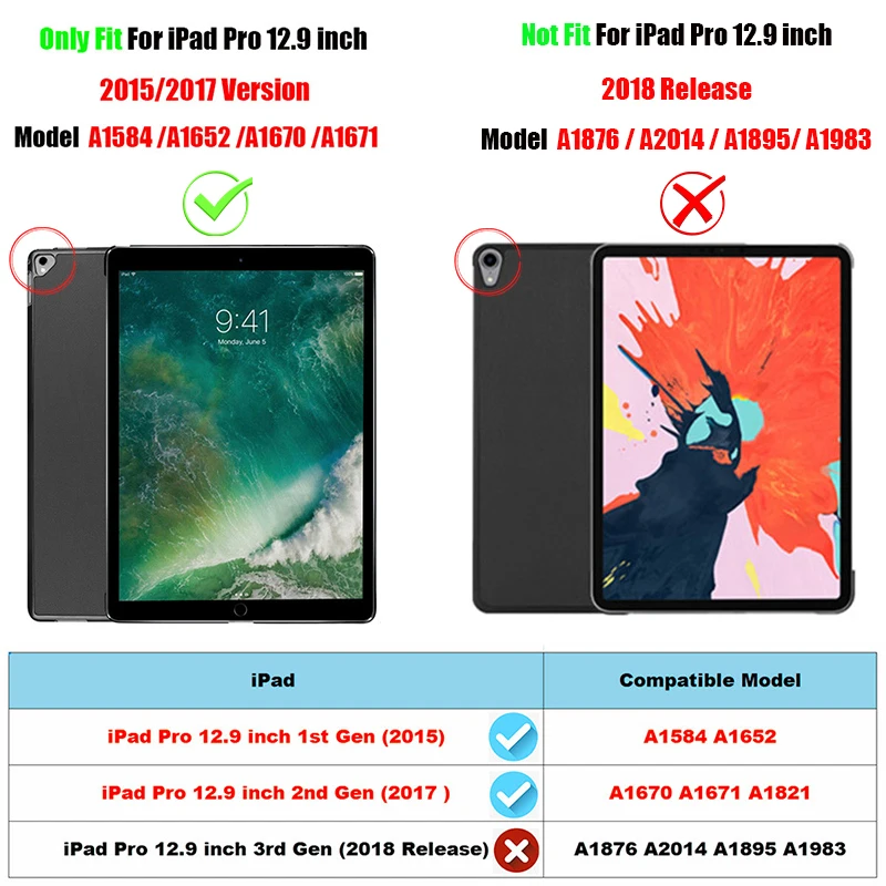 MTT чехол для планшета для Apple iPad Pro 12,9 дюймов версия тонкий из искусственной кожи флип складной Стенд смарт-чехол Авто Режим сна/пробуждения