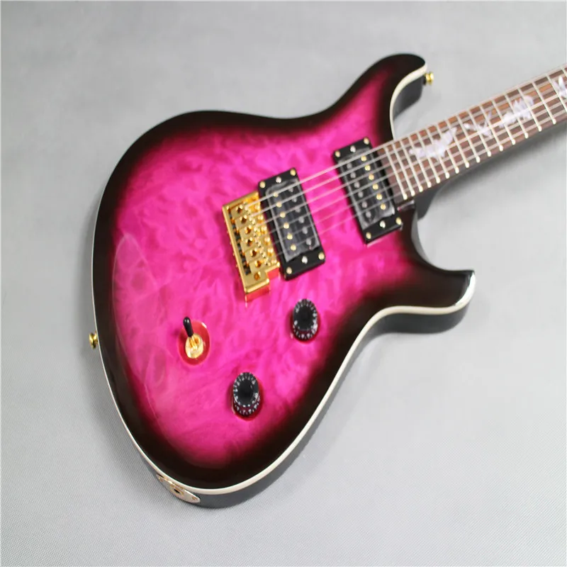 

2021！ China OEM Factory New Brand Big purple flower Electric Guitar Gold accessories, bat inlay, special high-end guitar
