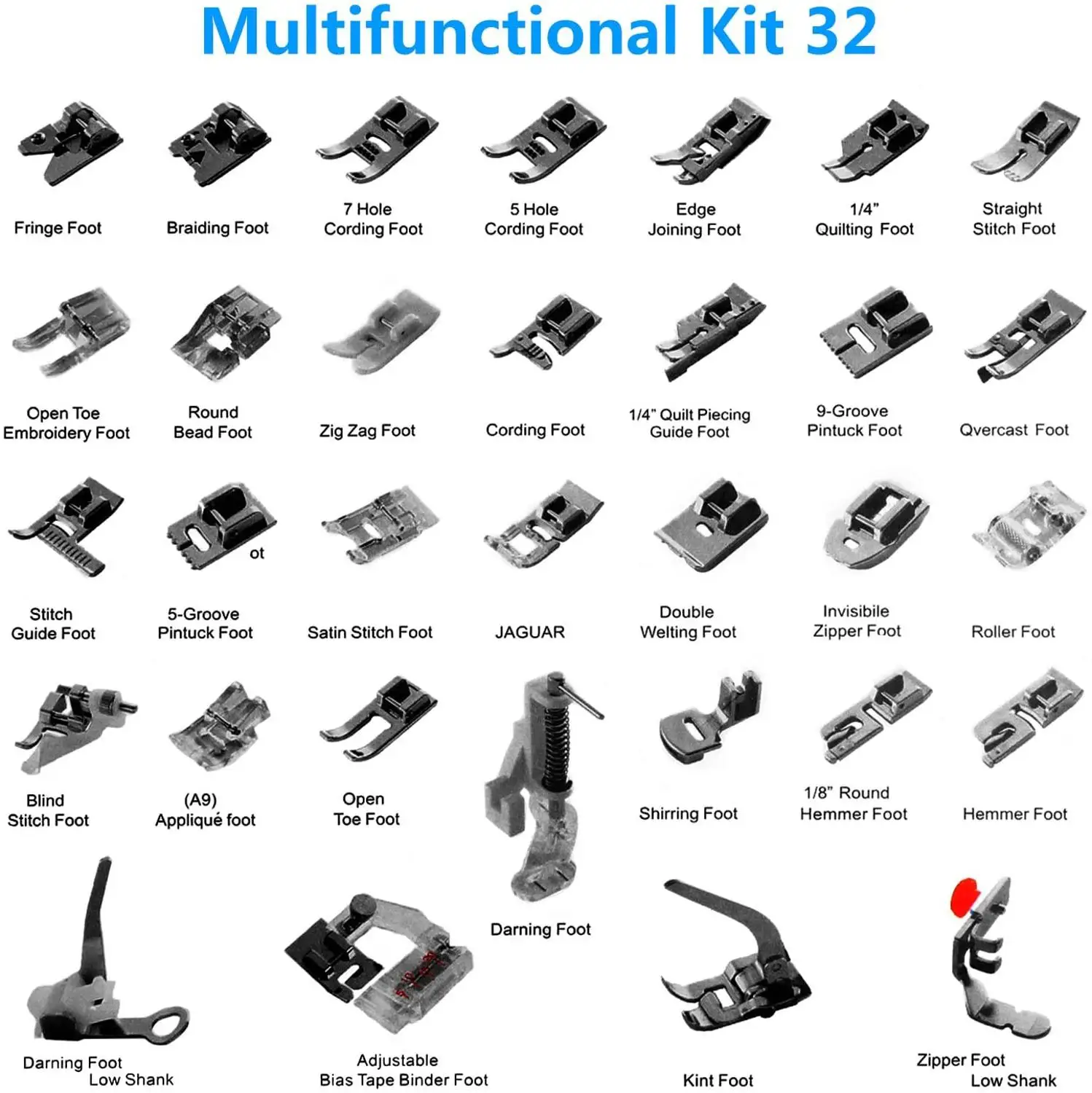 Набор прижимных лапок для профессиональных швейных машин Janome Brother Singer набор