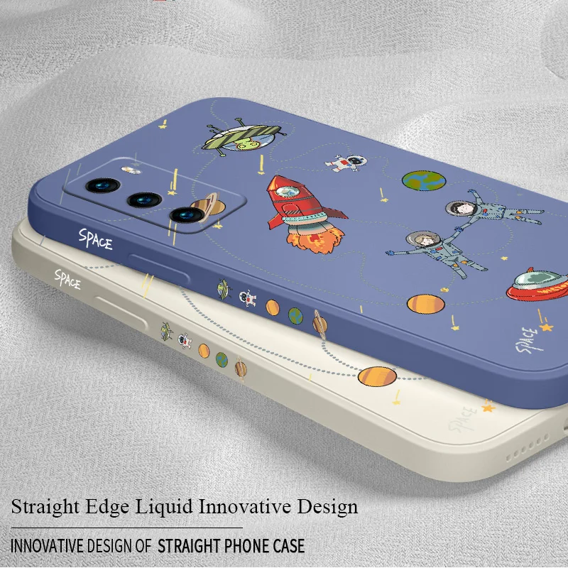 

For Huawei P40 P30 P20 Case Side Space Liquid Slicone Phone Cover Mate 40 30 20 Pro P Smart 2021 Y7A Shockproof Soft Case