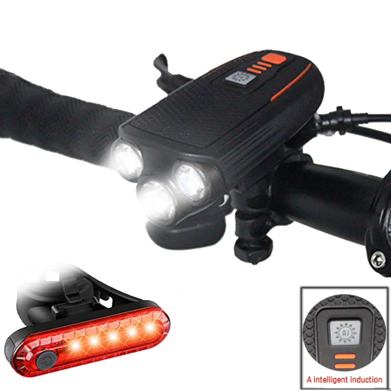 

Rechargeable Bike Front And Back Lights With 3 Led Lights Portable Durable Waterproof Easy To Install For Bike Cycling Safety