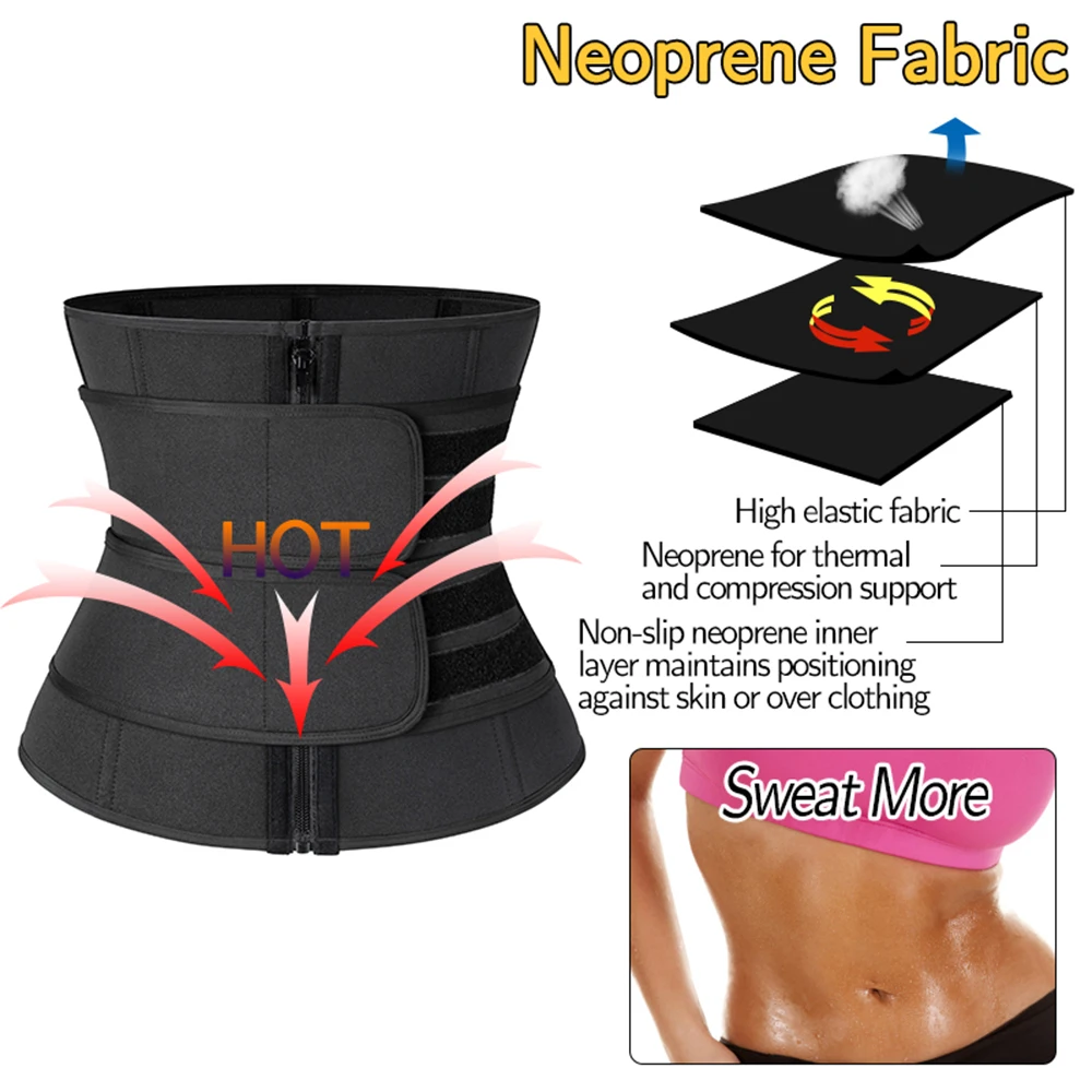 Entrenador de cintura de neopreno para mujer, faja reductora de abdomen, faja moldeadora de sudor, cors&eacute; de entrenamiento-1