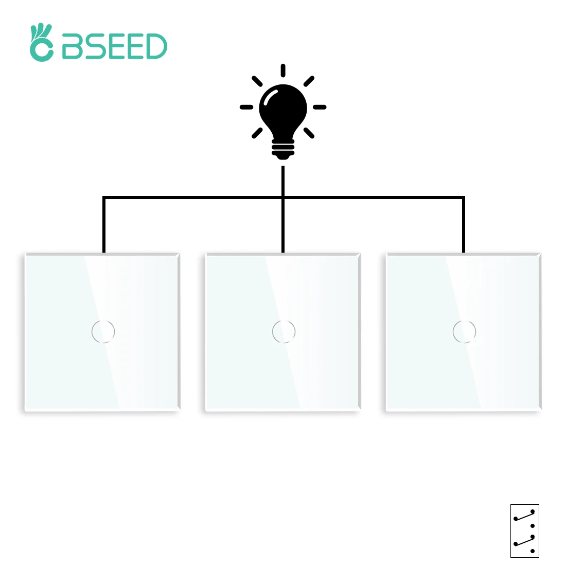Сенсорный выключатель Bseed 1 клавиша 2 канала/3 канала 3 упаковки высветильник ель с