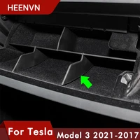 heenvn model3 car copilot storage box for tesla model 3 2021 accessories glove box layered sorting board for tesla model three