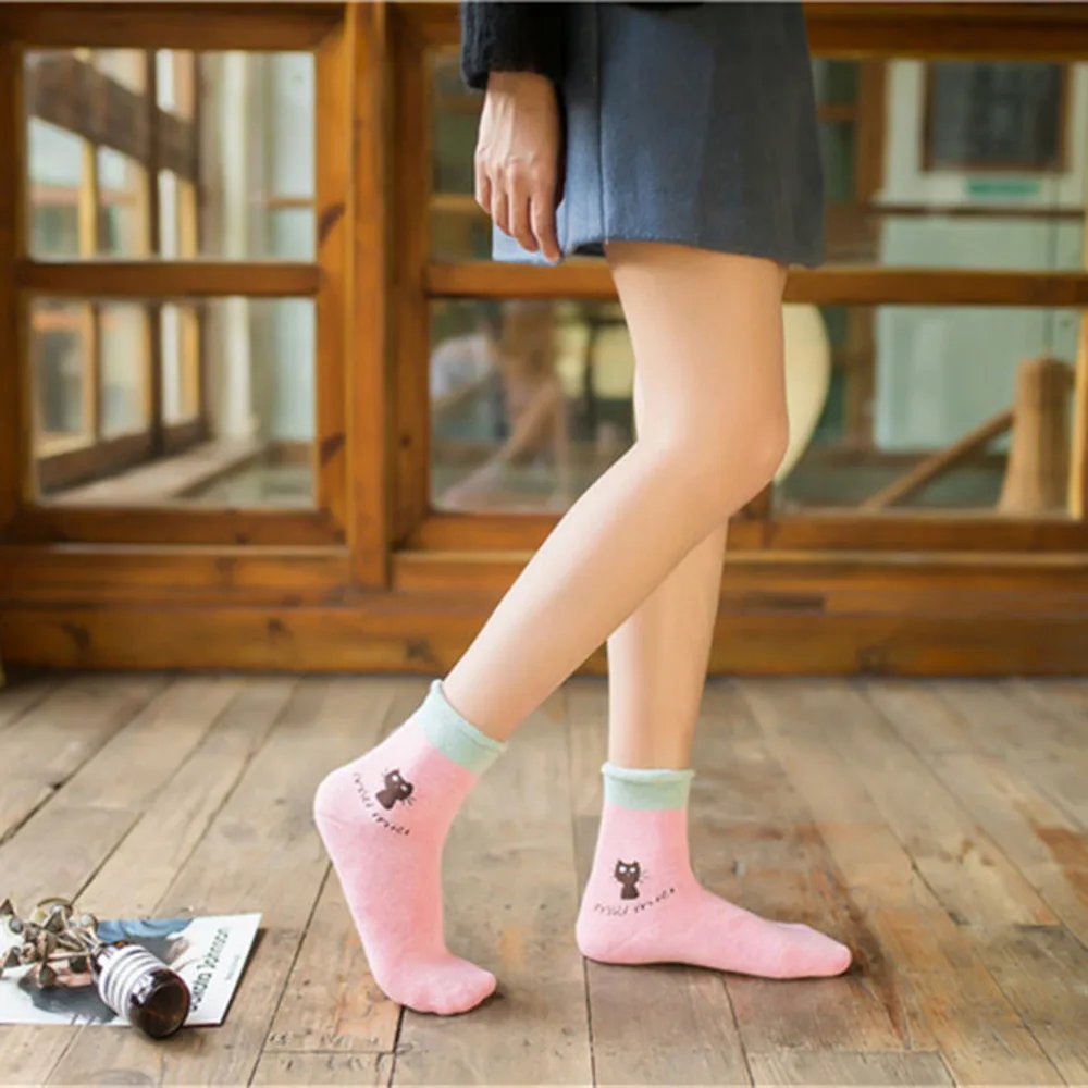 1 пара новых супер милых носков женские мягкие дышащие хлопковые носки с рисунком