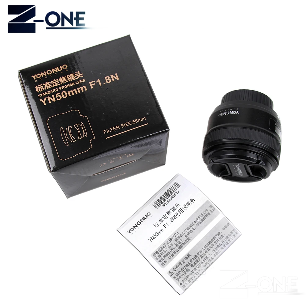 Объектив YONGNUO YN50mm F1.8 для камер Nikon большая диафрагма авто фокус объектив D800 D300 D700