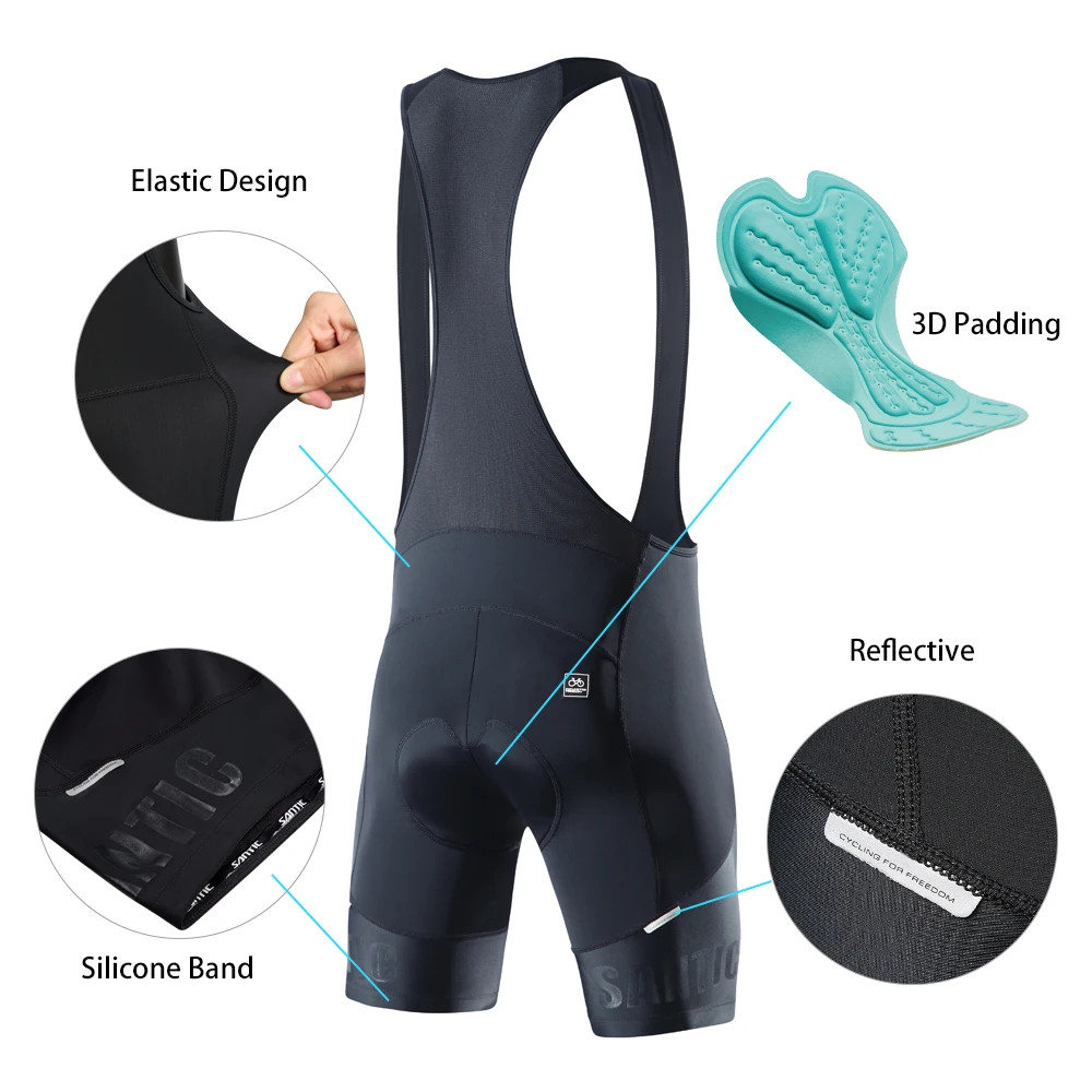 Santic Bib велосипедные шорты мужские Pro Fit 4D мягкие дышащие Светоотражающие