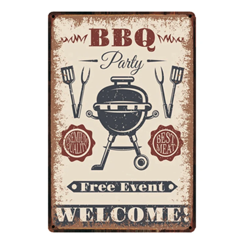 

[ Kelly66 ] BBQ Metal Sign Tin Poster Home Decor Bar Wall Art Painting 20*30 CM Size y-1759