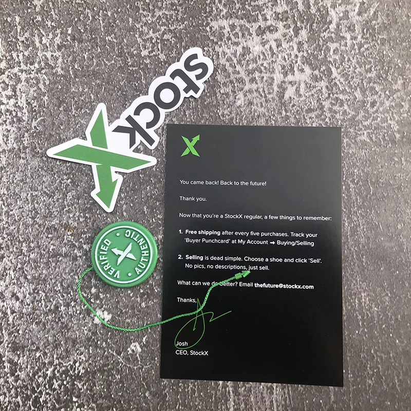 5sets  Lot 2020 StockX Tag Green Circular Tag Rcode Stickers Flyer Plastic Shoe Buckle Verified X Authentic Tag