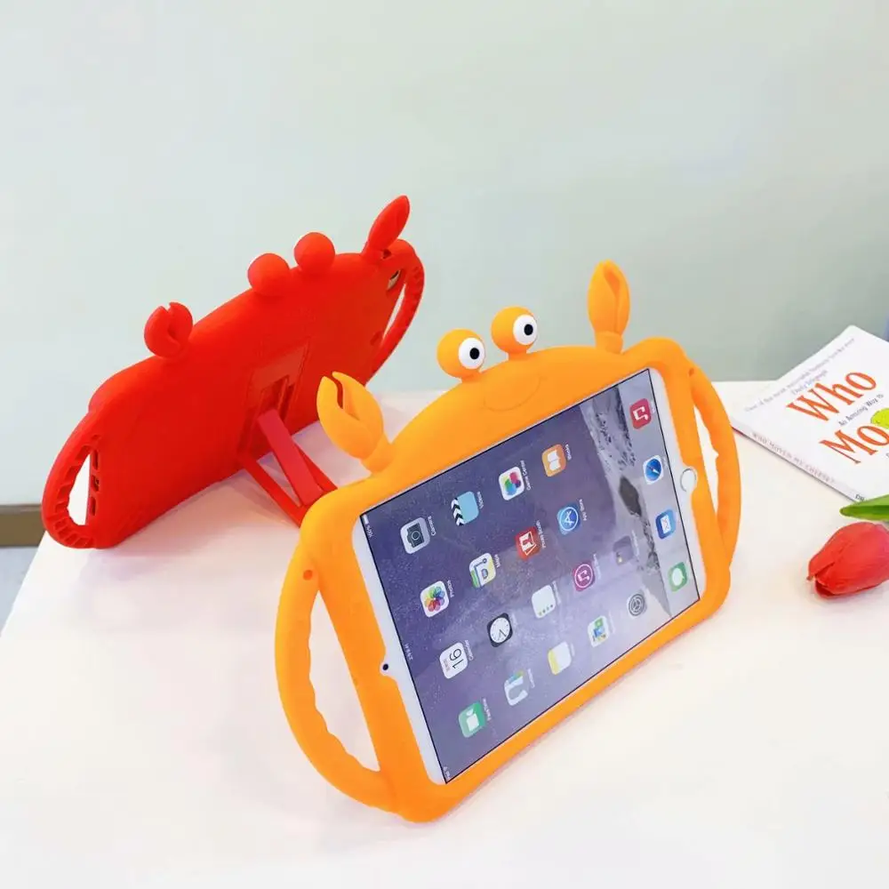 

Lovely Crab Silicon Tablet Case Ipad 9.7 Inch IPad 2 3 4 Air 1 2 3 10.5 Pro 11 Mini 1 2 3 4 5 Cartoon Kids Cover With Strap capa