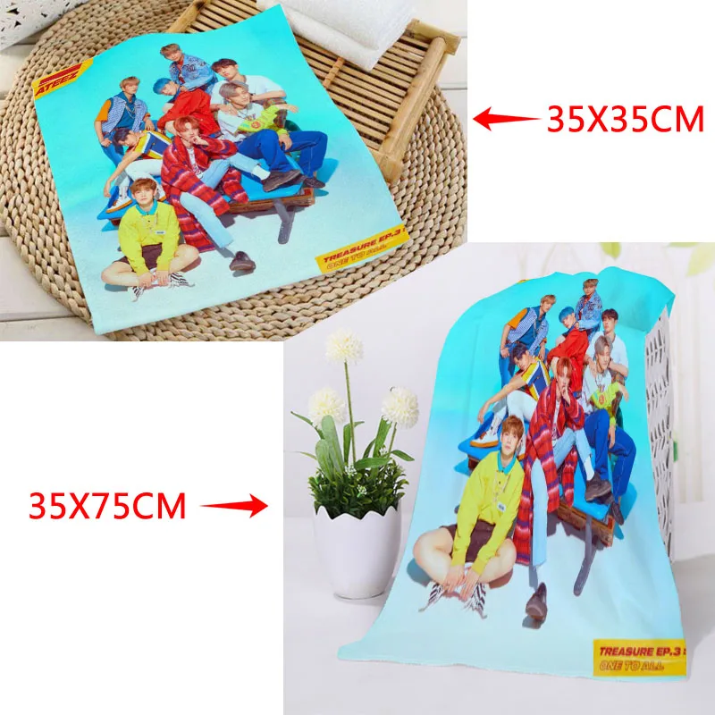 Квадратное полотенце с принтом KPOP Ateez на заказ из микрофибры абсорбирующее