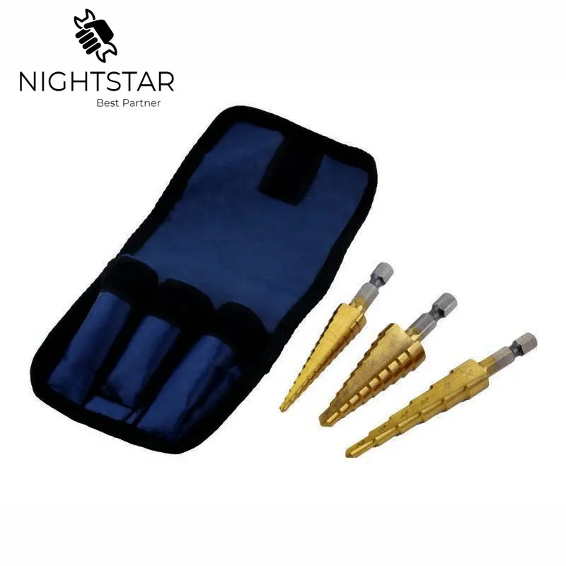 3 шт. ступенчатое сверло с титановым покрытием быстрорежущее 1/4 &quotшестигранное